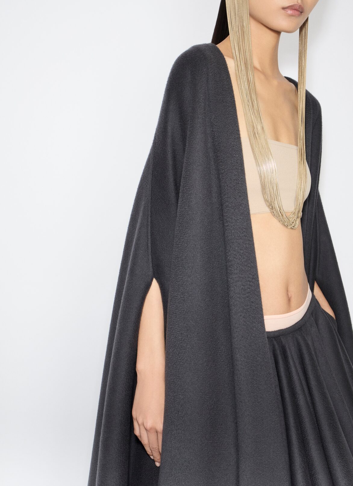 CASHMERE CAPE ALAÏA ANTHRACITE CASHMERE CAPE